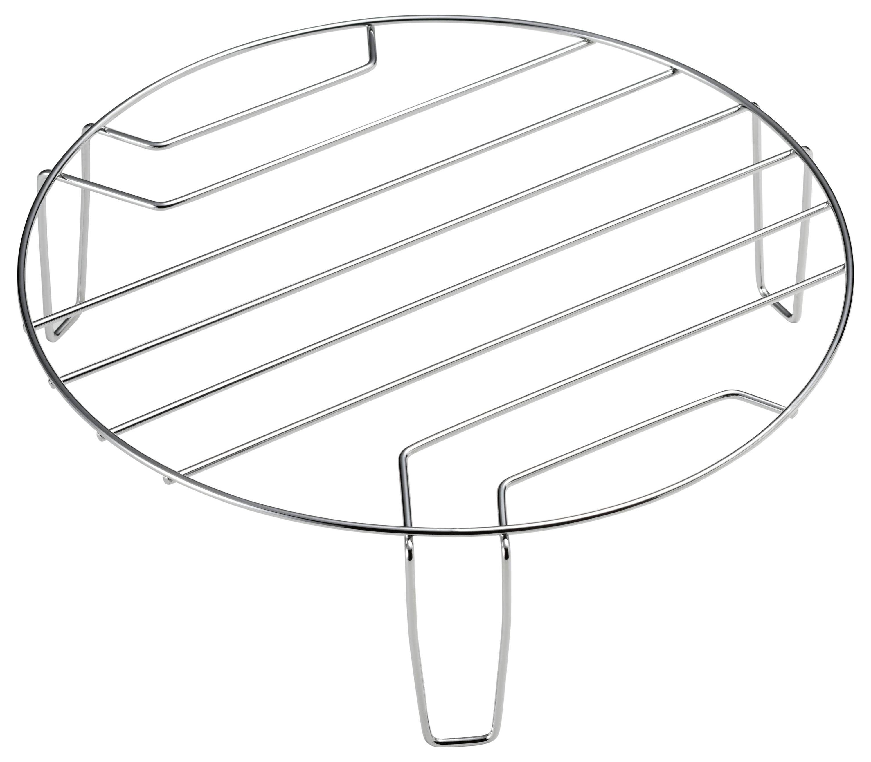 Metallgitter mit runden Rahmen und parallelen Streben, kann als Abstellfläche oder Grillrost verwendet werden.