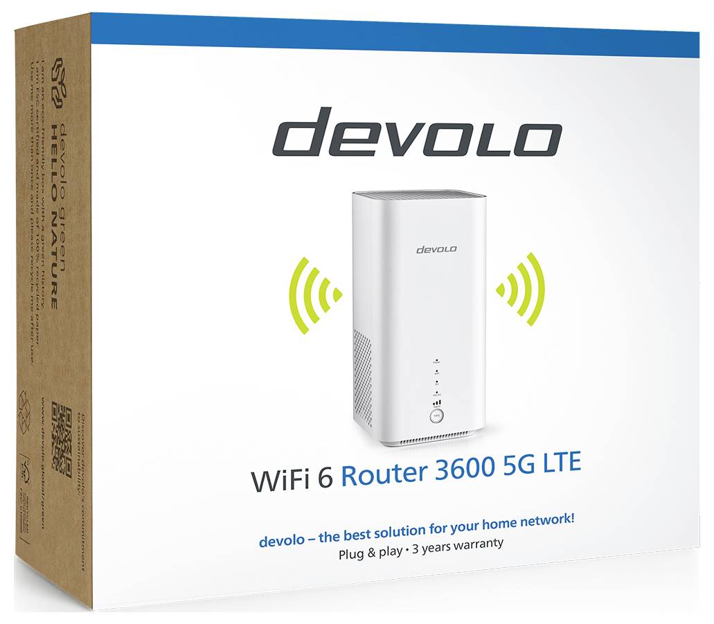 Devolo WiFi 6 Router 3600 5G LTE WLAN-Router mit LTE Integriertes Modem: 5G, LTE 5GHz, 2.4GHz