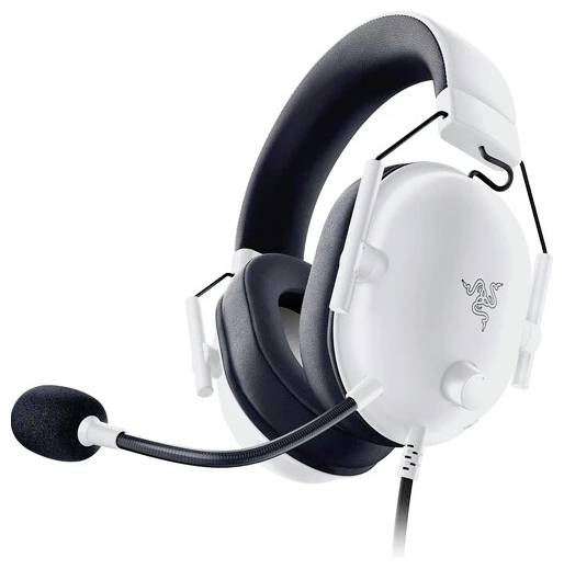 Ein weißes Gaming-Headset mit Mikrofonarm, geeignet für längere Gaming-Sessions.