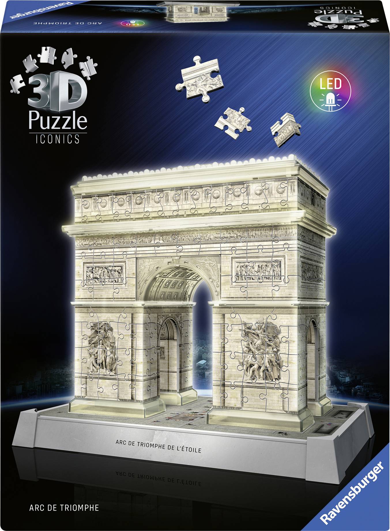 Ravensburger 3D Puzzle Iconics: Triumphbogen Paris mit LED 12008029 1St.