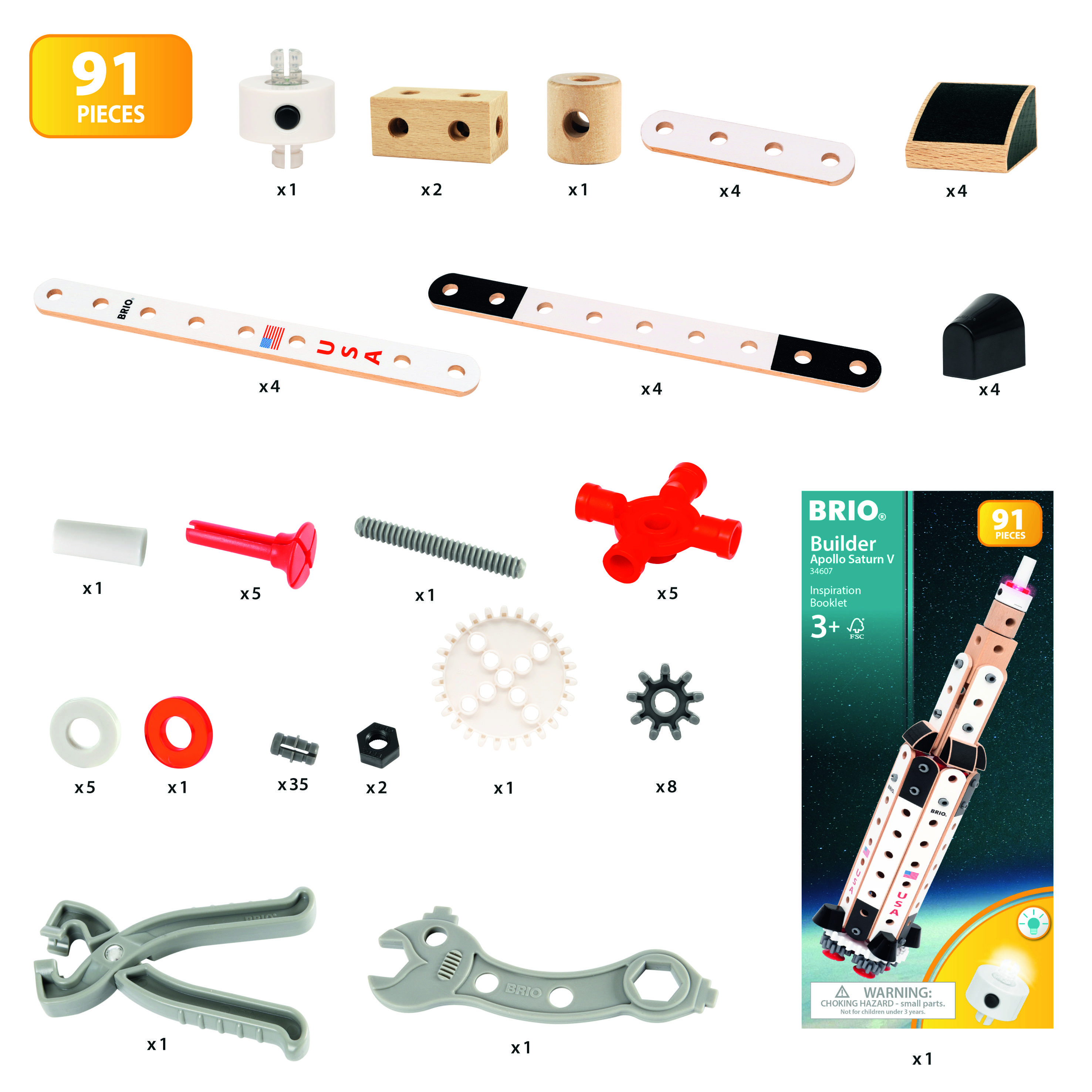 Brio Apollo Saturn V Bauteilset Constructor Anzahl Teile: 91 Altersklasse: ab 3 Jahre