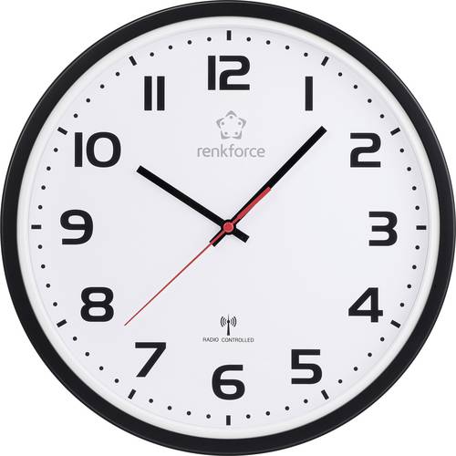 Renkforce RF-6826036 Funk Wanduhr 32 cm x 45.5 mm Weiß/Schwarz