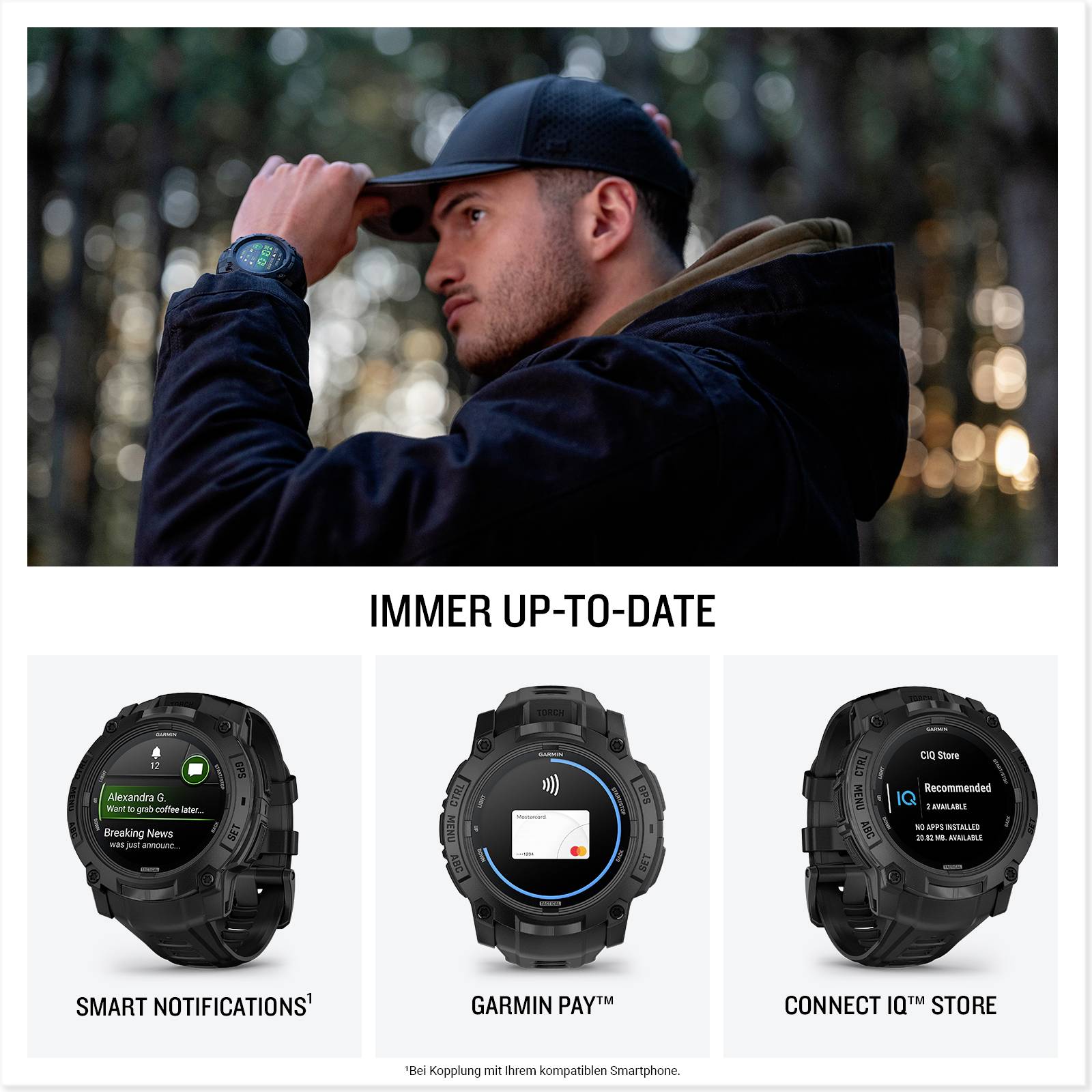 Garmin INSTINCT® 3 AMOLED Tactical Edition Smartwatch 50mm Schwarz