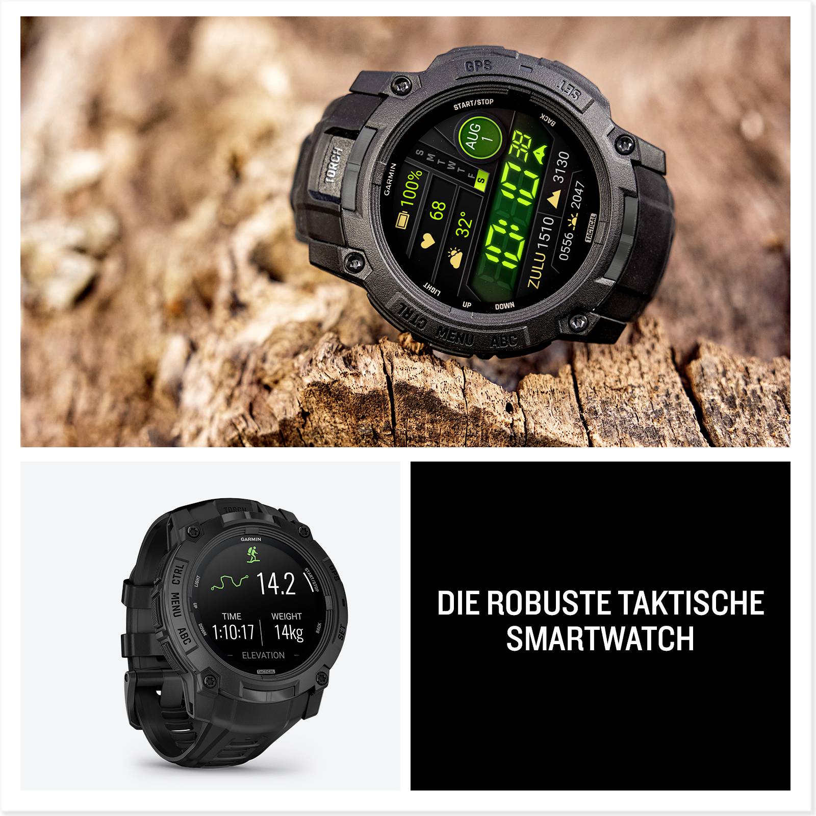 Garmin INSTINCT® 3 AMOLED Tactical Edition Smartwatch 50mm Schwarz