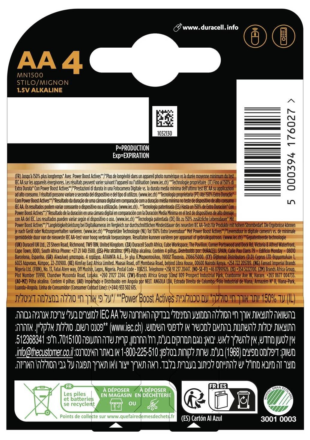 Duracell Plus Power Boost Mignon (AA)-Batterie Alkali-Mangan 1.5V 4St.