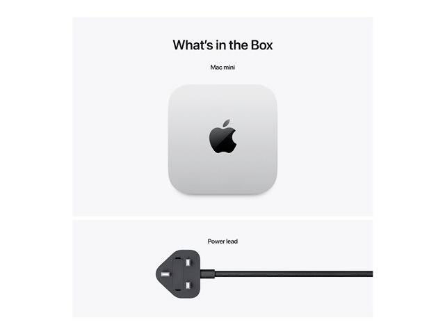'What's in the Box' mit Abbildung eines Mac mini und eines Netzkabels.