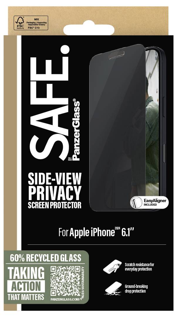 PanzerGlass Privacy Displayschutzglas mit Blickschutz Apple iPhone 16 1 St. SAFEP95875