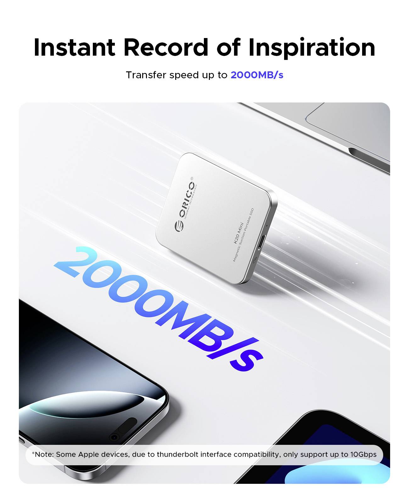 ORICO K20 mini M.2 SSD-Gehäuse USB-C® (USB 3.2 Gen 2x2) 20 GBit/s M.2 PCIe 2230 K20Mini