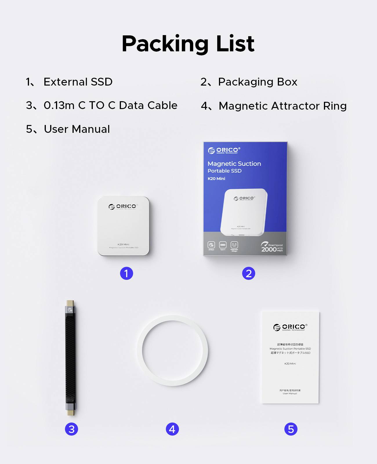 ORICO K20 mini M.2 SSD-Gehäuse USB-C® (USB 3.2 Gen 2x2) 20 GBit/s M.2 PCIe 2230 K20Mini