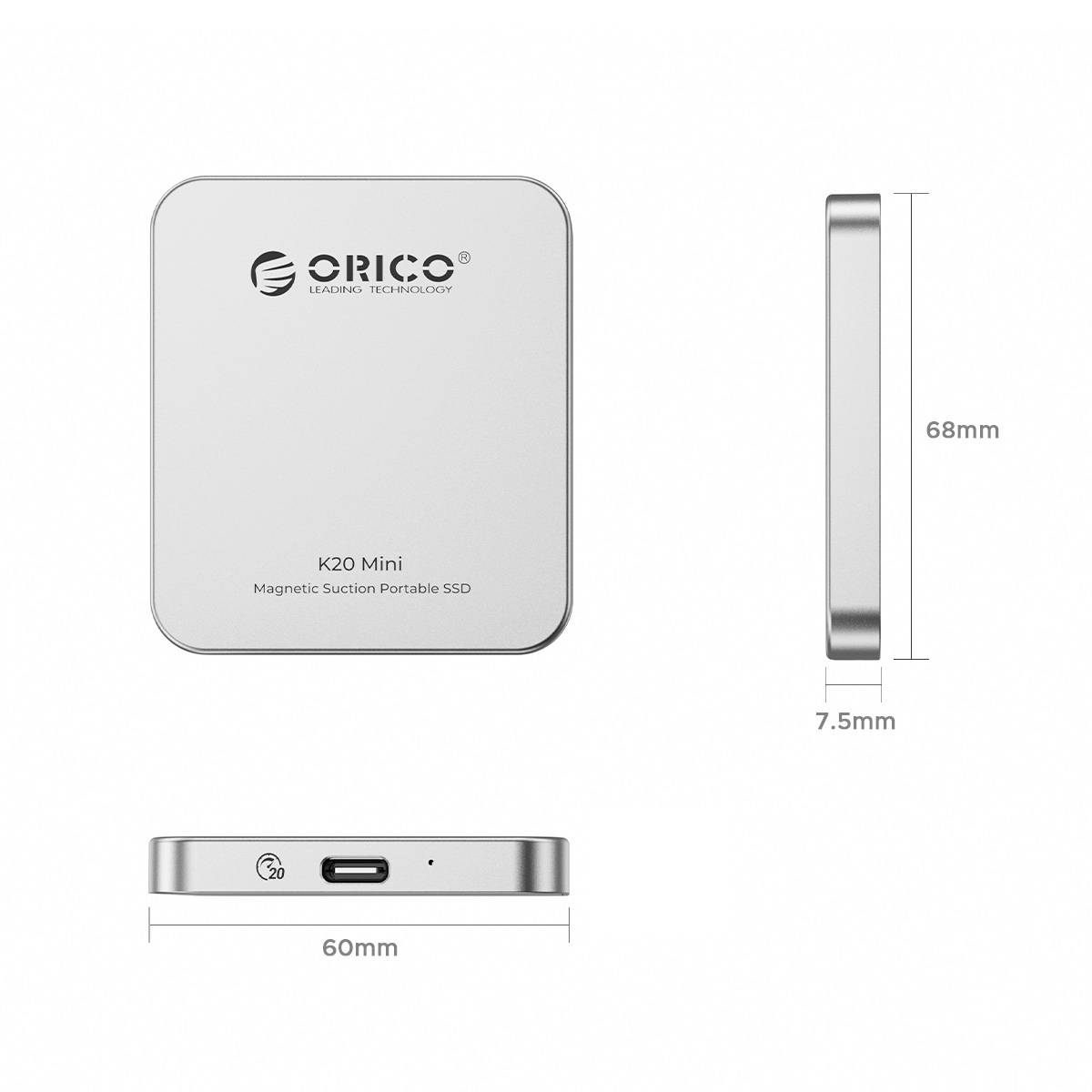 ORICO K20 mini M.2 SSD-Gehäuse USB-C® (USB 3.2 Gen 2x2) 20 GBit/s M.2 PCIe 2230 K20Mini