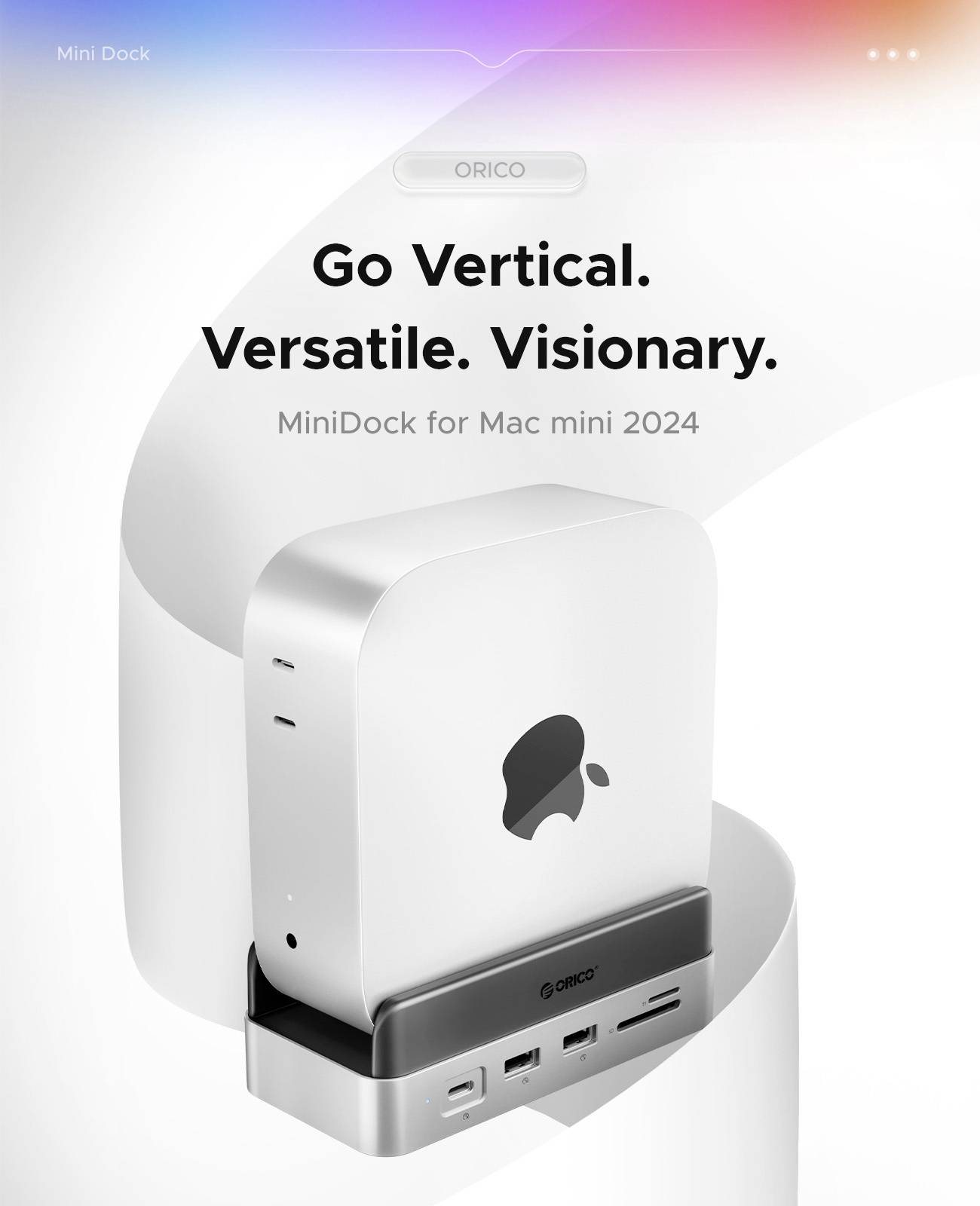 ORICO USB-C® Dockingstation VS10 Mini Dock Desktop Stand integrierte Halterung, integrierter Kartenleser, M.2 SSD Steckplatz