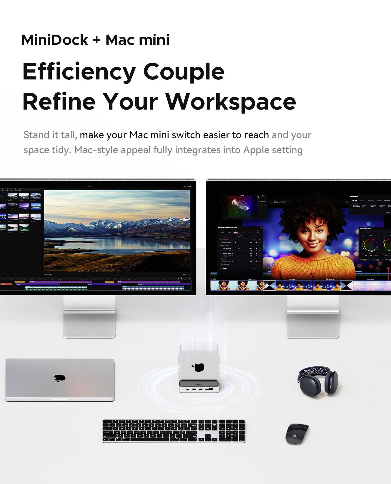 ORICO USB-C® Dockingstation VS10 Mini Dock Desktop Stand integrierte Halterung, integrierter Kartenleser, M.2 SSD Steckplatz