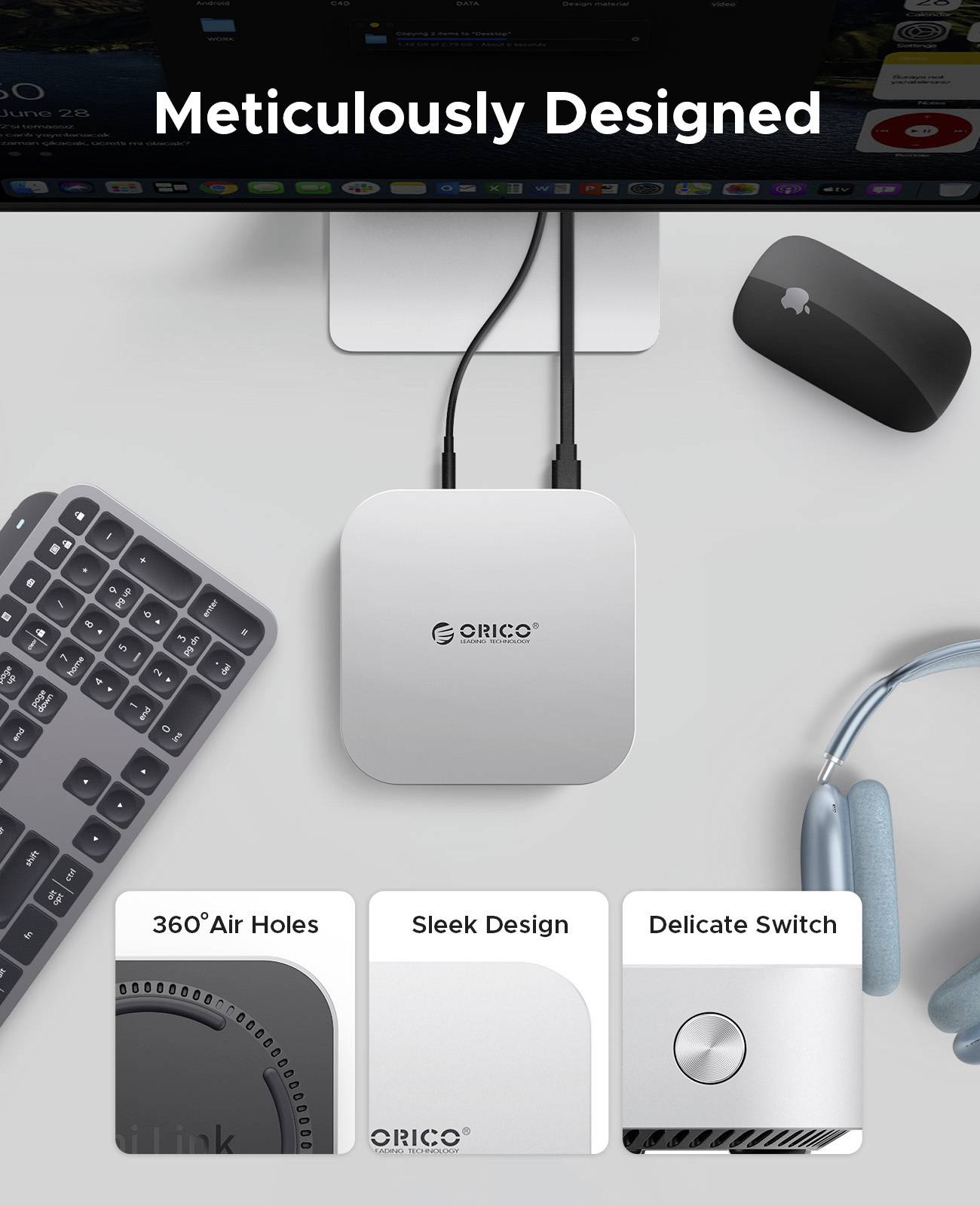 ORICO USB-C® Dockingstation MiniLink M49P Passend für Marke Dockingstations: Apple Mac mini M.2 SSD Steckplatz