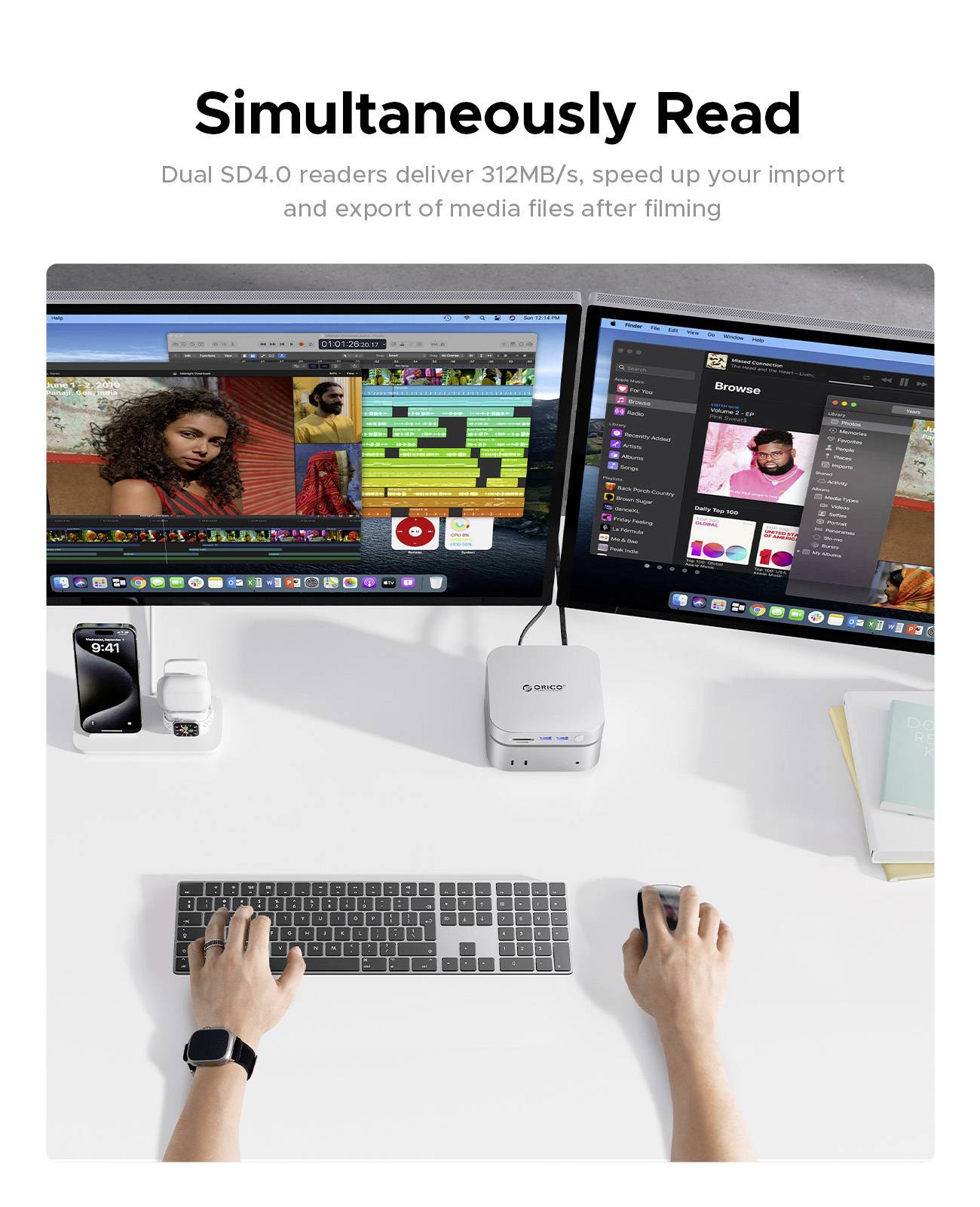 ORICO USB-C® Dockingstation MiniLink M49P Passend für Marke Dockingstations: Apple Mac mini M.2 SSD Steckplatz