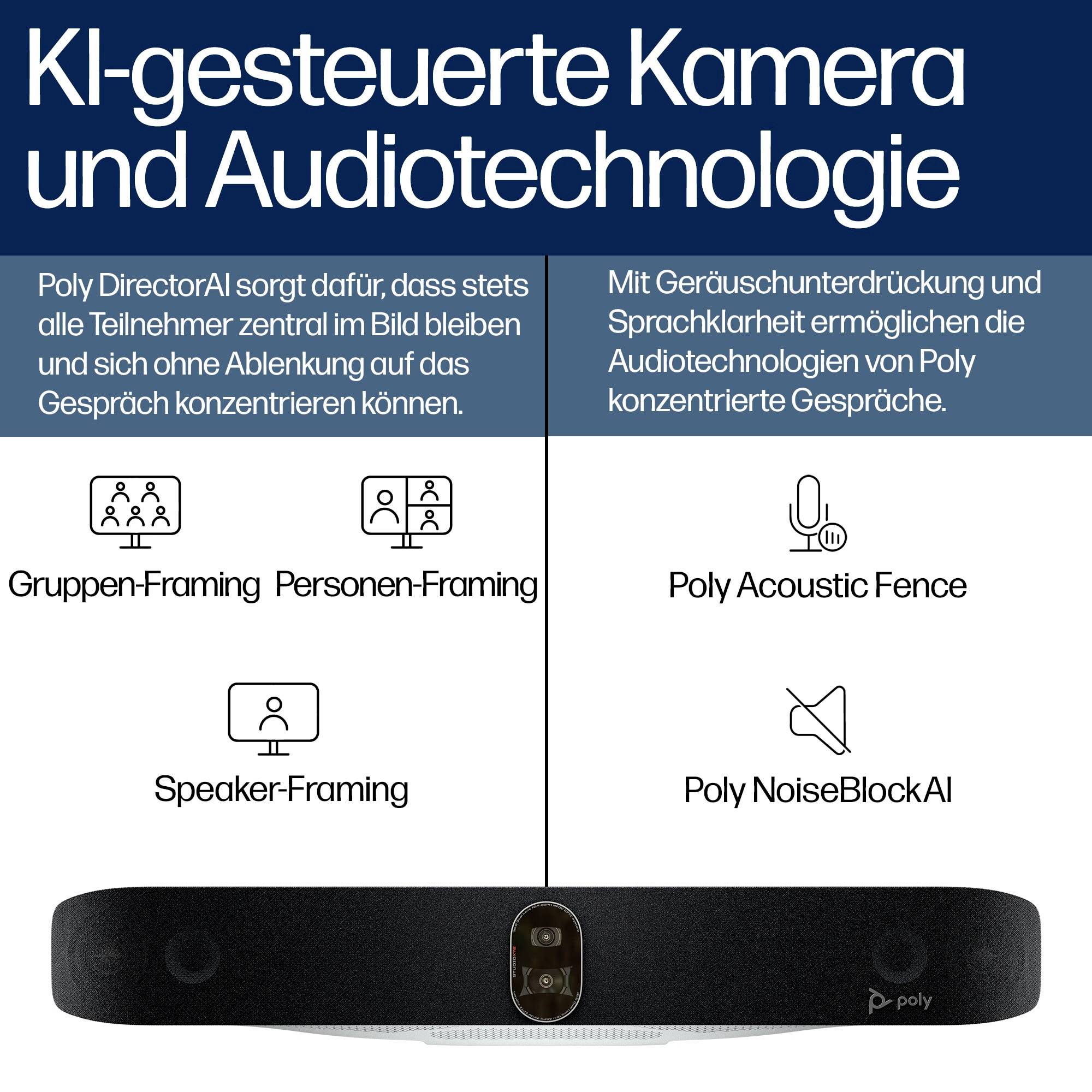 HP Poly Studio X72 All-In-One Video Bar Konferenzlautsprecher HDMI® Eingang, HDMI® Ausgang, USB-C®, USB-A, Audio-Line-in