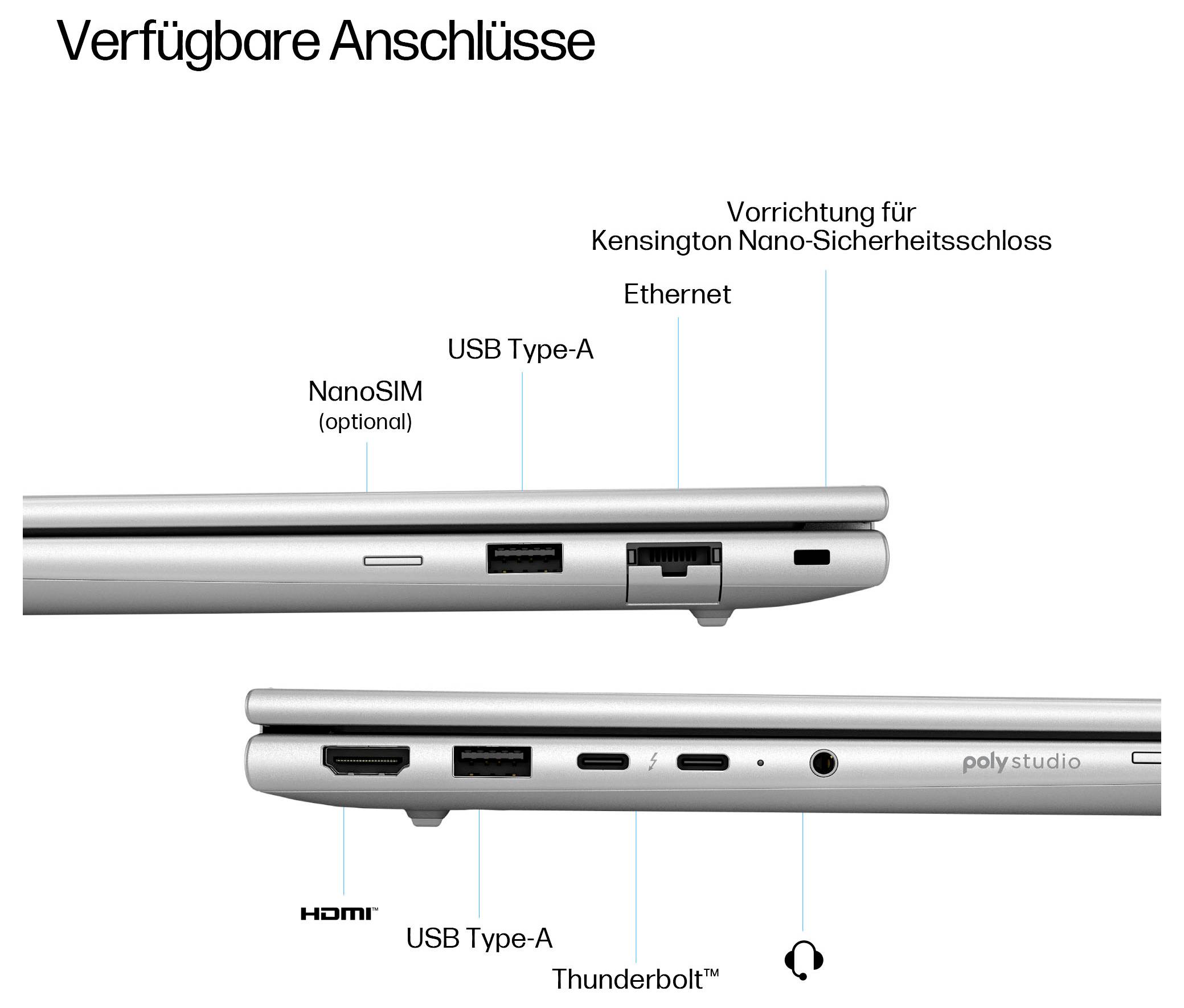 HP Notebook EliteBook 6 G1a 35.6cm (14 Zoll) WUXGA AMD Ryzen 7 250 16GB RAM 512GB SSD Deutsch, QWERTZ Silber AD3J2ET