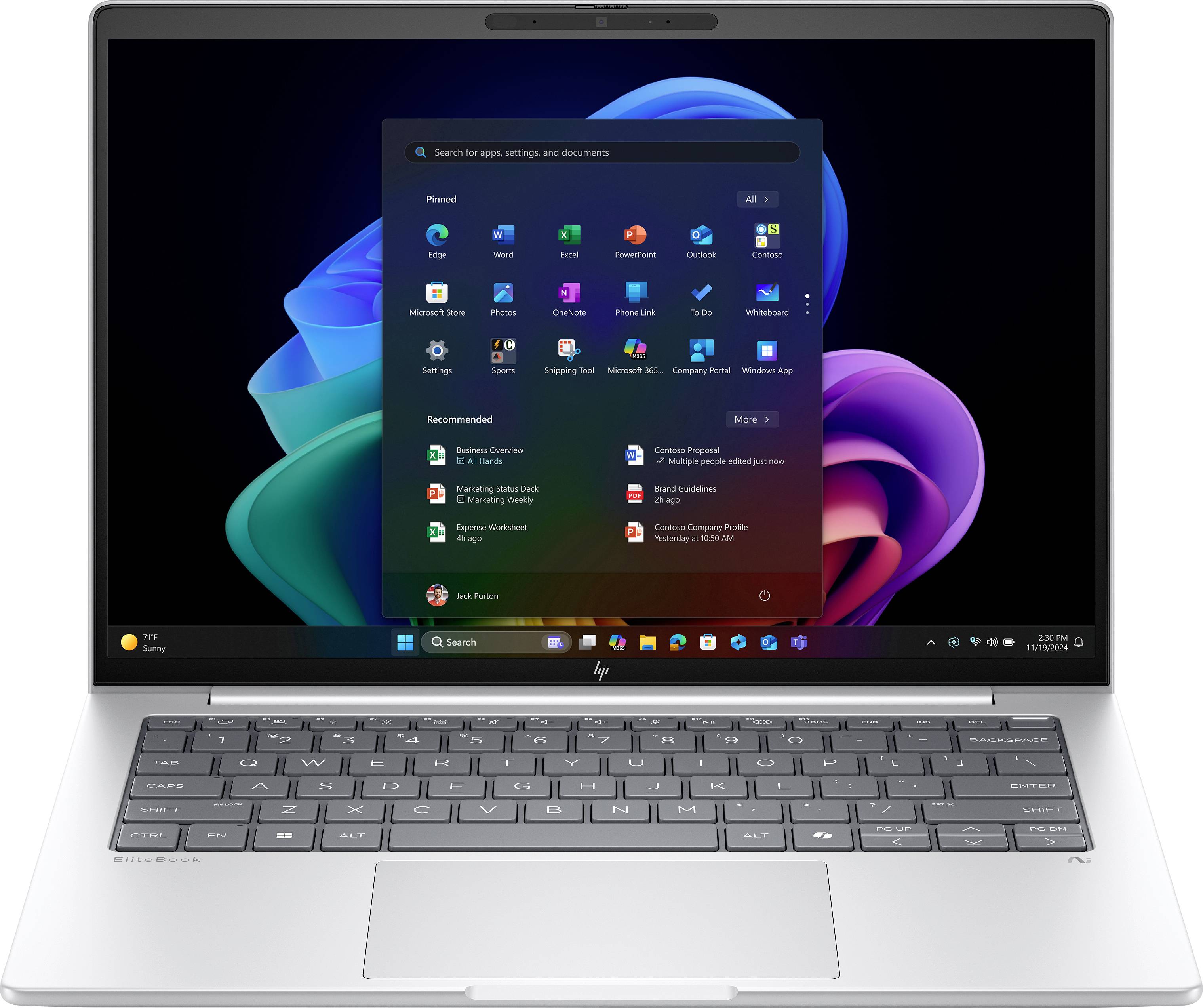 HP Notebook EliteBook 8 G1a 35.6cm (14 Zoll) WQXGA AMD Ryzen AI 5 340 32GB RAM 512GB SSD Deutsch, QWERTZ Silber AD3F1ET