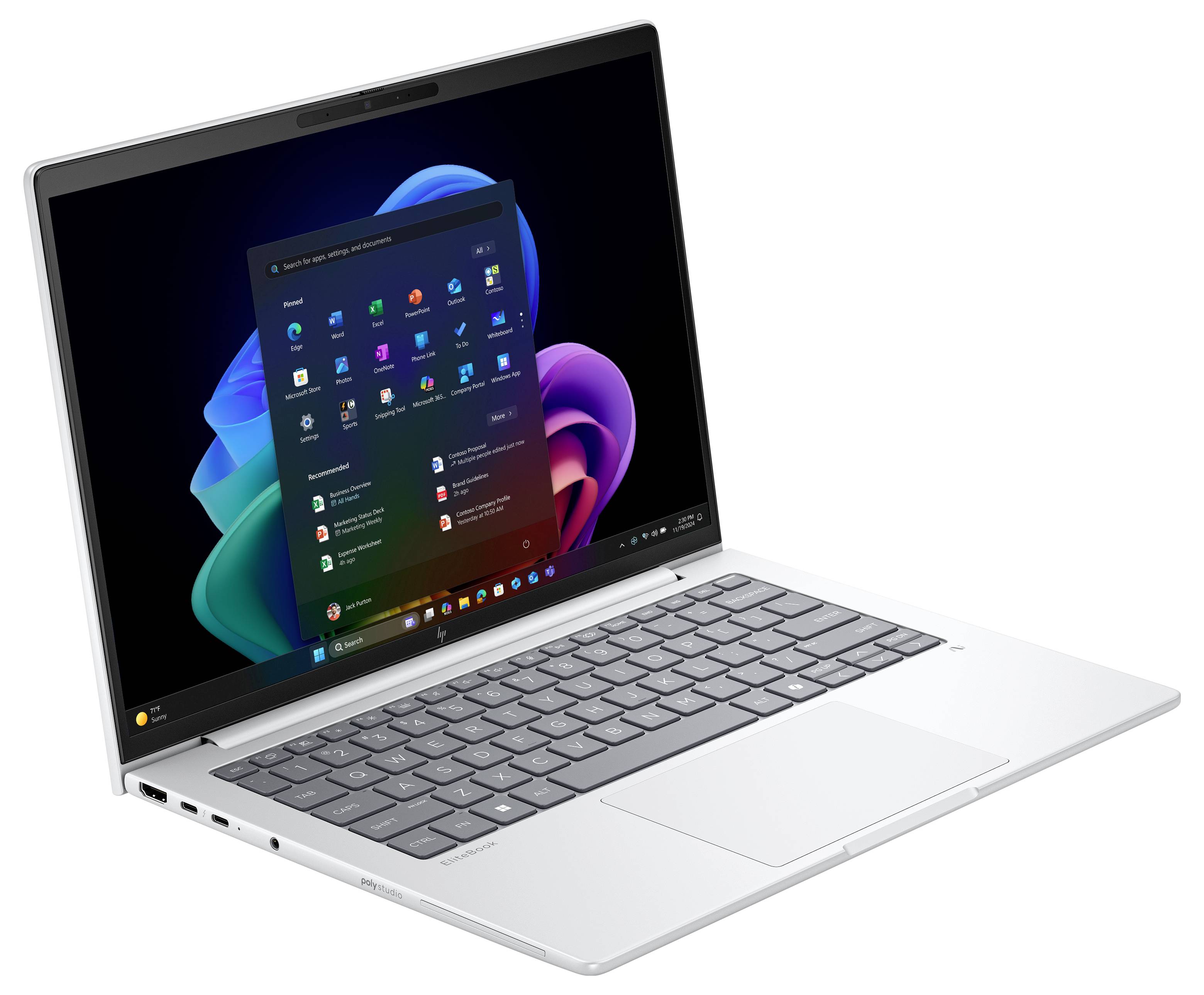 HP Notebook EliteBook 8 G1a 35.6cm (14 Zoll) WQXGA AMD Ryzen AI 5 340 32GB RAM 512GB SSD Deutsch, QWERTZ Silber AD3F1ET