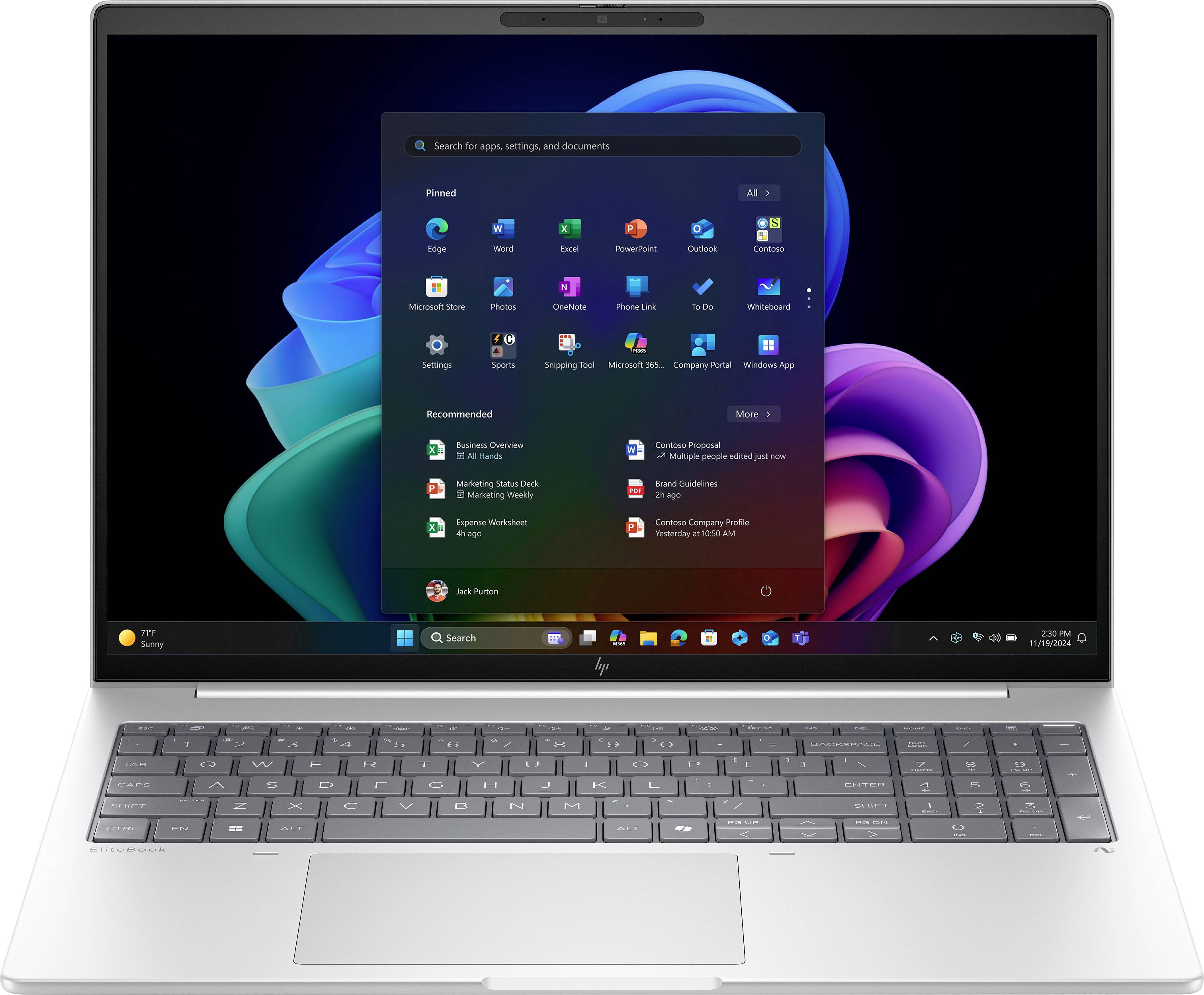 HP Notebook EliteBook 8 G1a 35.6cm (14 Zoll) WQXGA AMD Ryzen AI 5 340 32GB RAM 512GB SSD Deutsch, QWERTZ Silber AD3F8ET