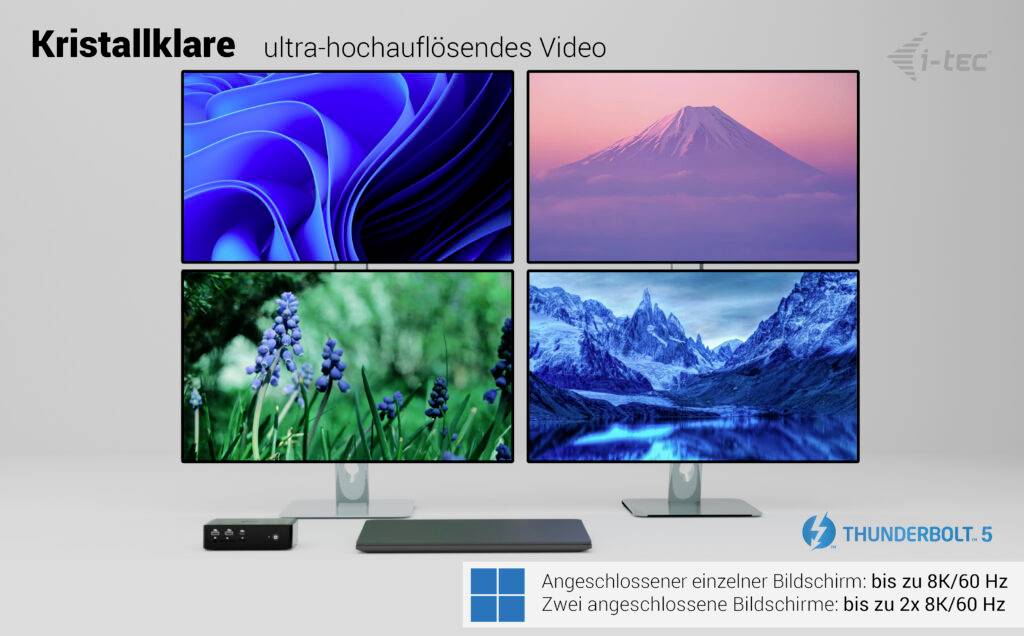 I-tec Thunderbolt™ 5 Dockingstation Thunderbolt 5 Quattro Display Docking Station + Power Delivery 140W