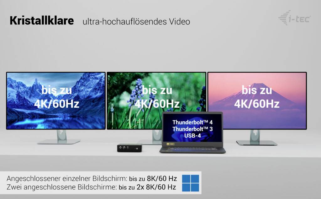 I-tec USB4® / Thunderbolt™ 4 Dockingstation Thunderbolt5 Quattro Display Docking Station + Power Delivery 140W
