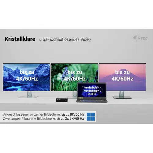 I-tec USB4® / Thunderbolt™ 4 Dockingstation Thunderbolt5 Quattro Display Docking Station + Power Delivery 140W I-tec USB4® / Thunderbolt™ 4 Dockingstation Thunderbolt5 Quattro Display Docking Station + Power Delivery 140W