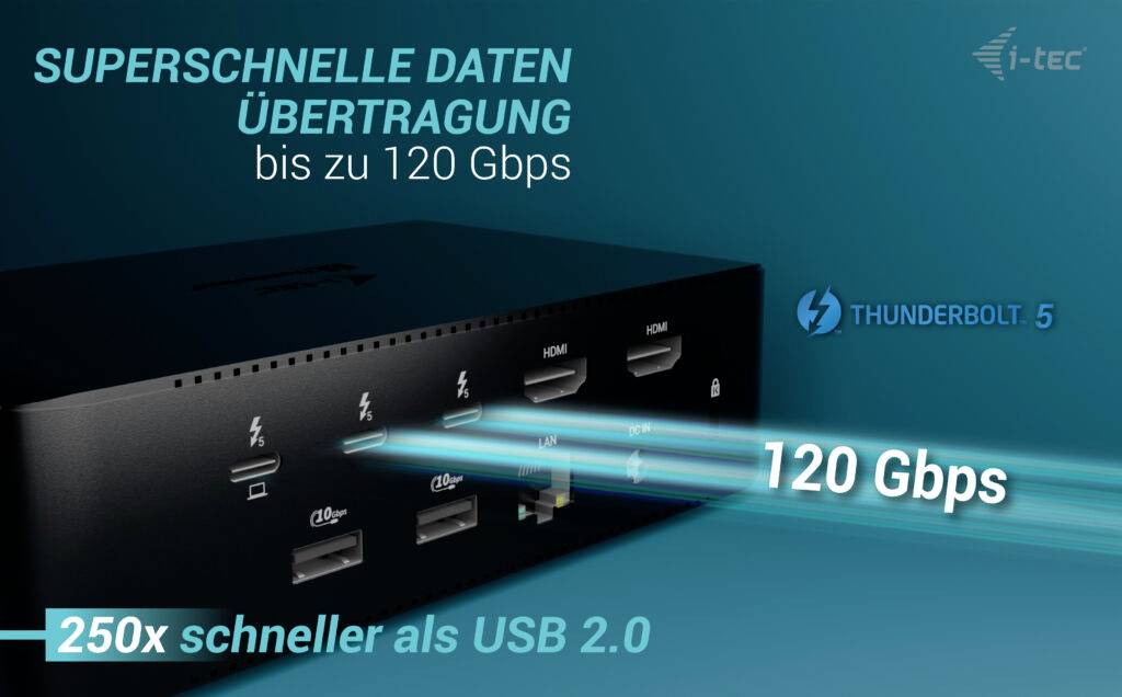 I-tec Thunderbolt™ 5 Dockingstation Thunderbolt 5 Quattro Display Docking Station + Power Delivery 140W