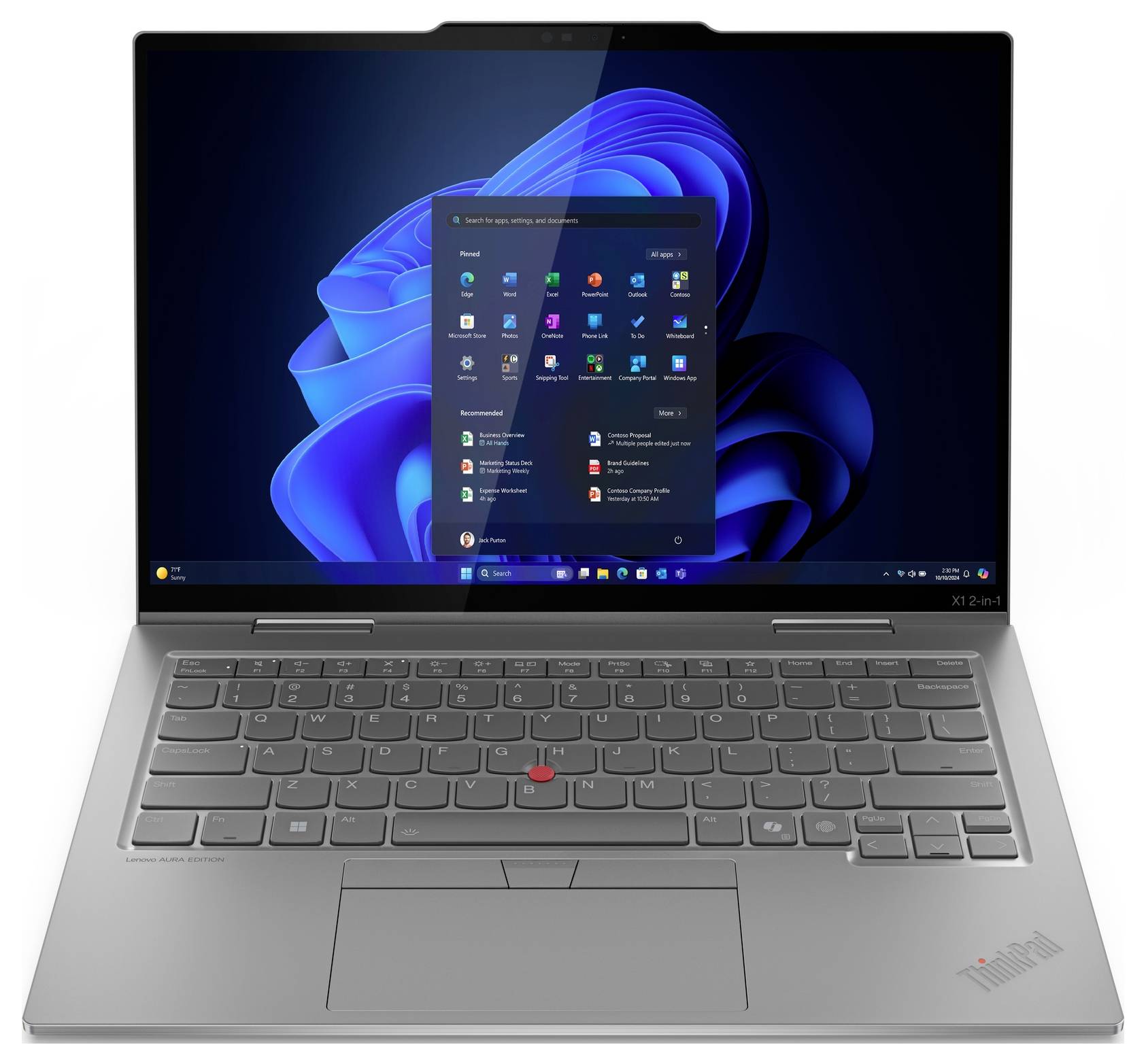 Lenovo 2-in-1 Notebook / Tablet ThinkPad X1 35.6 cm (14 Zoll) WQXGA+ Intel® Core™ Ultra 7 (Series 2) 258V 32 GB RAM 1 TB SSD Deutsch, QWERTZ N