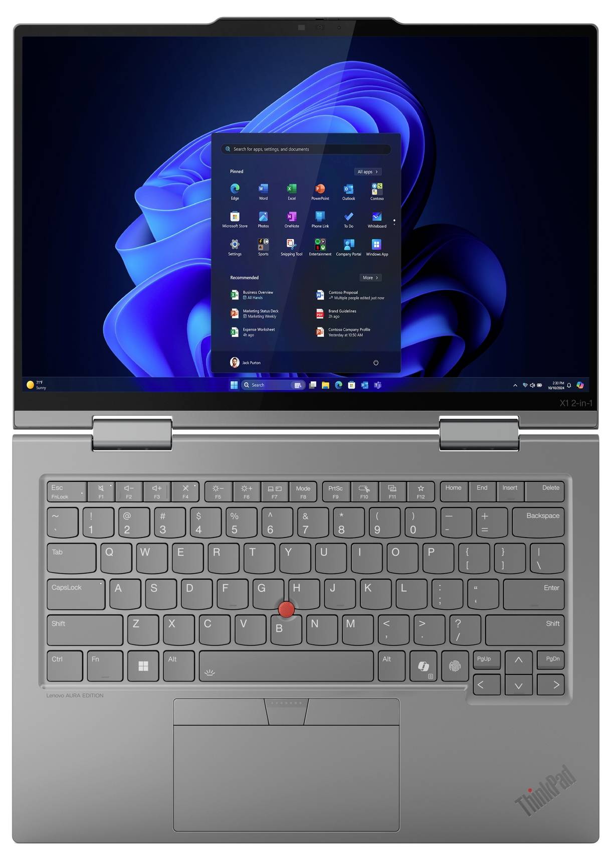 Lenovo 2-in-1 Notebook / Tablet ThinkPad X1 35.6 cm (14 Zoll) WQXGA+ Intel® Core™ Ultra 7 (Series 2) 258V 32 GB RAM 1 TB SSD Deutsch, QWERTZ N