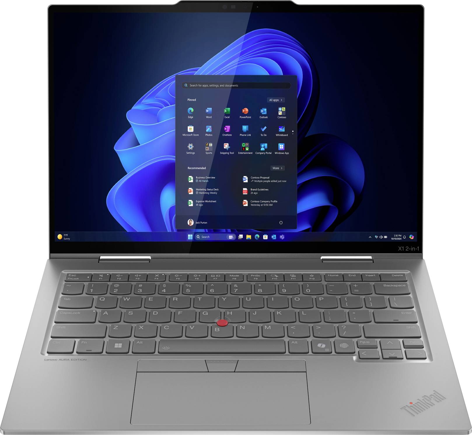 Lenovo 2-in-1 Notebook / Tablet ThinkPad X1 35.6 cm (14 Zoll) WUXGA Intel® Core™ Ultra 7 (Series 2) 255U 32 GB RAM 1 TB SSD Deutsch, QWERTZ