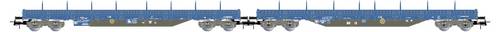 Rivarossi HR6671 H0 Press, 2-tlg. Set 4-achs. Rungenwagen, Typ Res, Bl