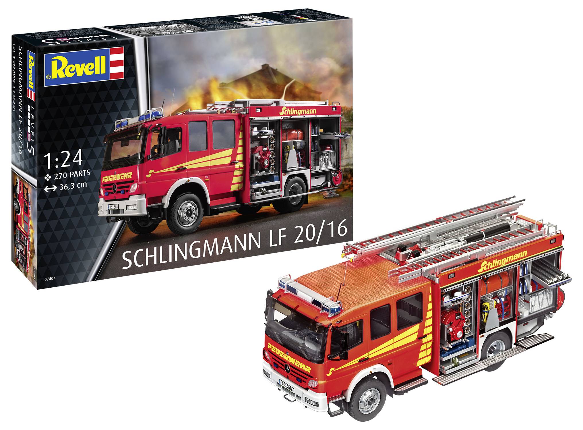 Revell 07404 Schlingmann LF 20/16 Feuerwehrauto Bausatz 1:24