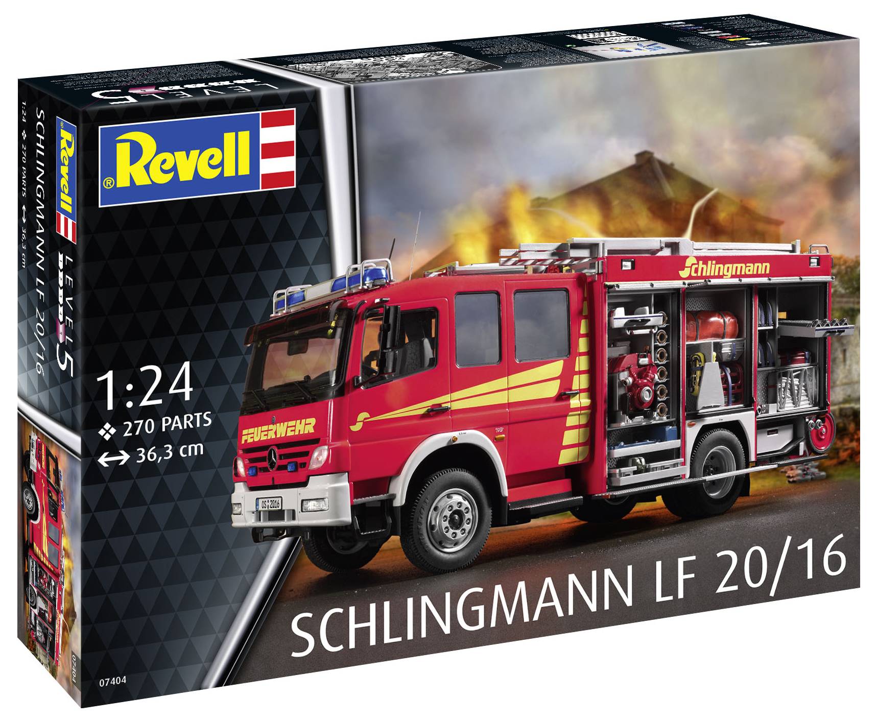 Revell 07404 Schlingmann LF 20/16 Feuerwehrauto Bausatz 1:24