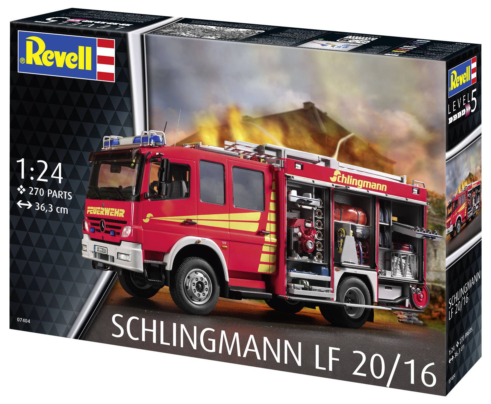 Revell 07404 Schlingmann LF 20/16 Feuerwehrauto Bausatz 1:24