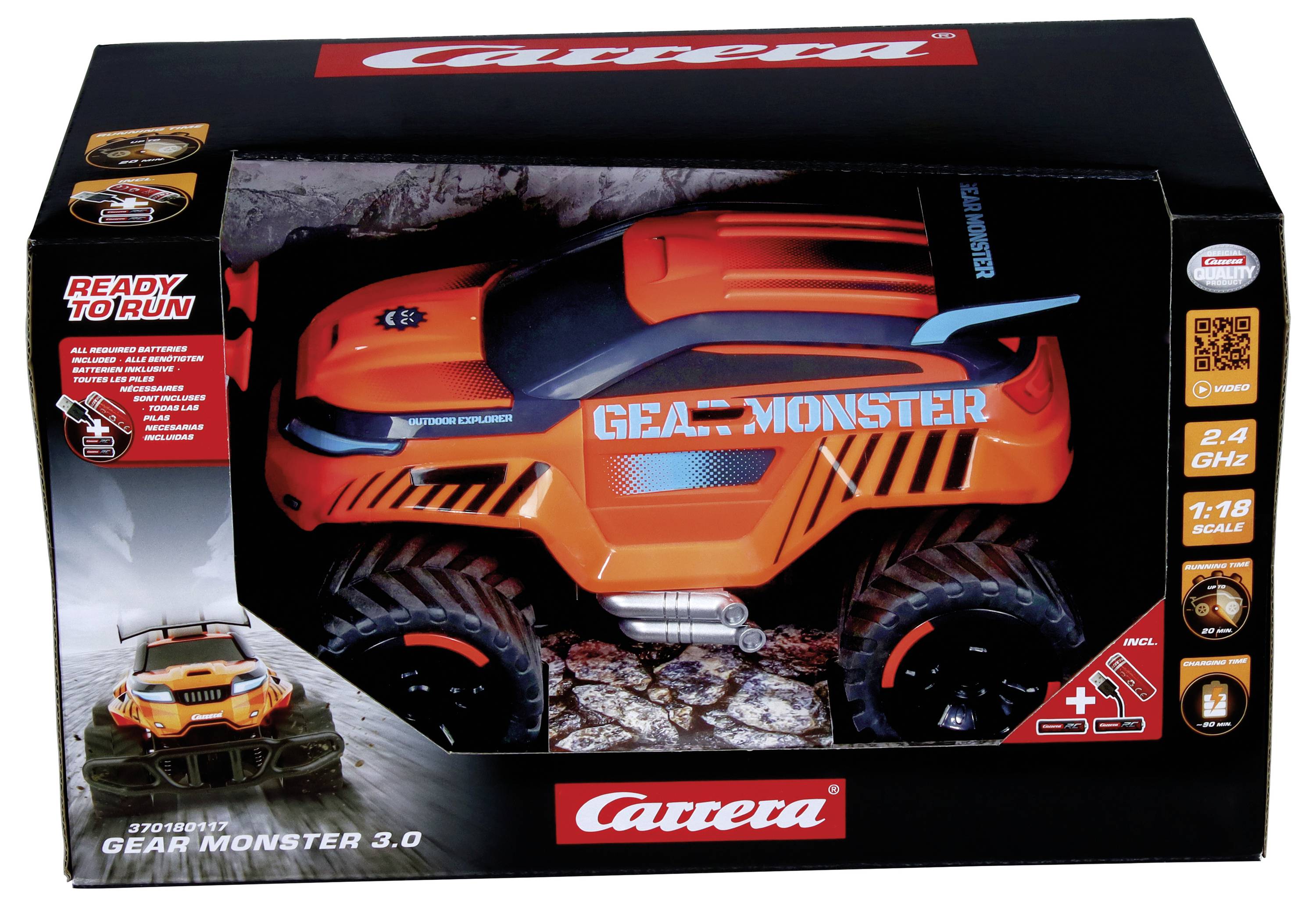 Carrera 370180117 Gear Monster 3.0 RC Einsteiger Modellauto Elektro Monstertruck