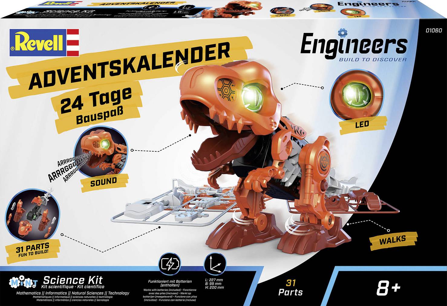 Revell Engineers Electric T.-Rex Bausätze, Spielwaren Adventskalender Altersklasse ab 8 Jahre