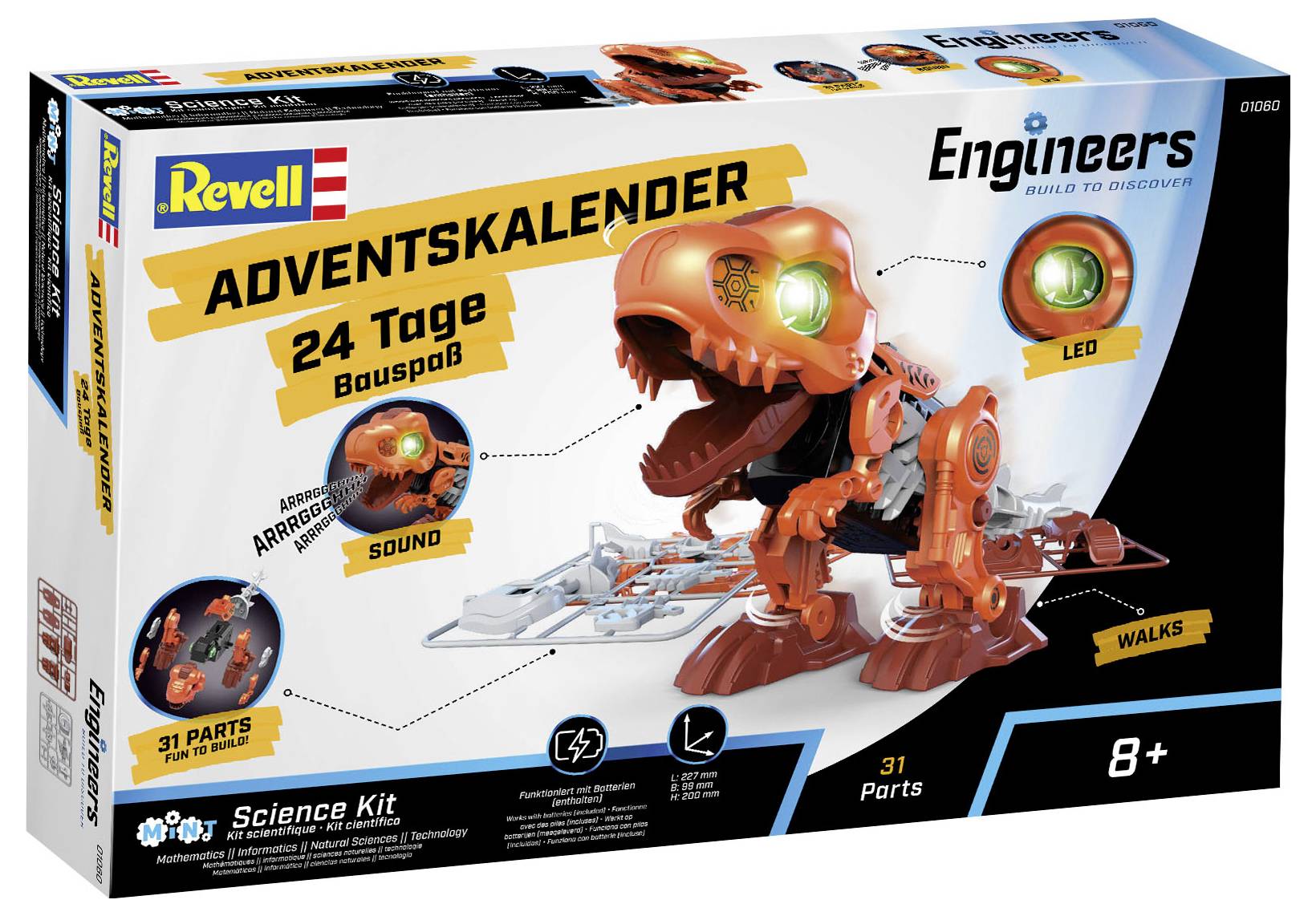 Revell Engineers Electric T.-Rex Bausätze, Spielwaren Adventskalender Altersklasse ab 8 Jahre