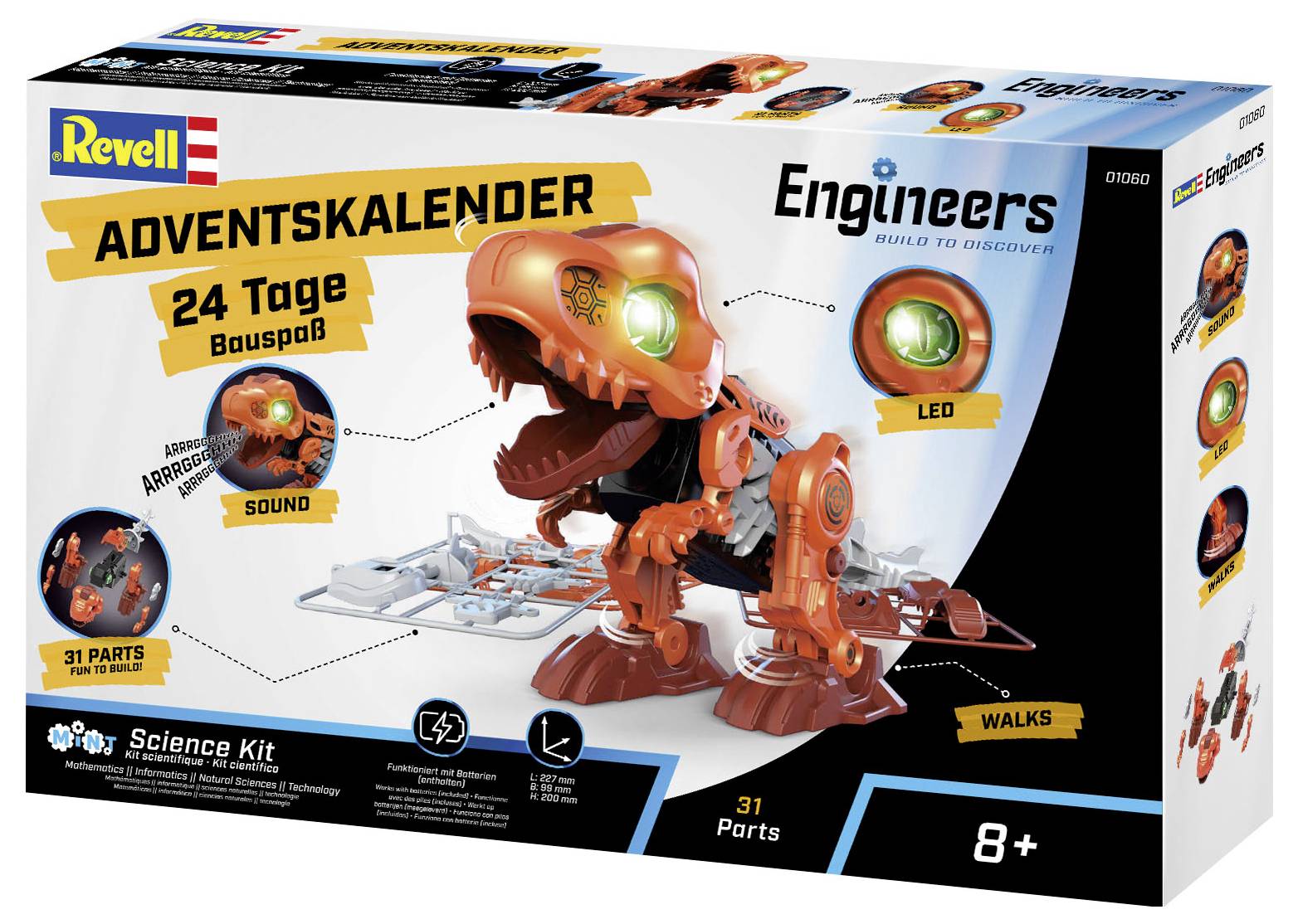Revell Engineers Electric T.-Rex Bausätze, Spielwaren Adventskalender Altersklasse ab 8 Jahre