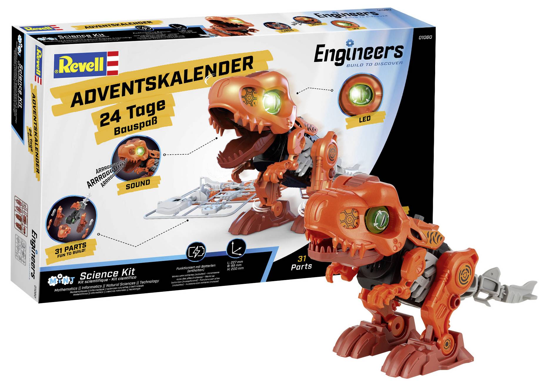 Revell Engineers Electric T.-Rex Bausätze, Spielwaren Adventskalender Altersklasse ab 8 Jahre