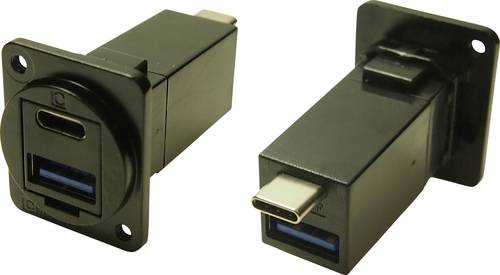 Cliff USBC F-M + USB3.0 A-A Metallrahmen schwarz, M3-Bohrungen CP30235M3B Inhalt: 1St.