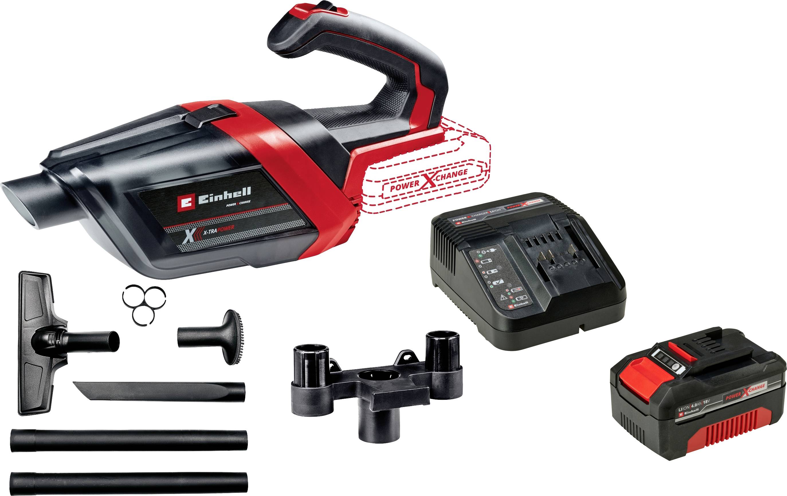 Einhell Set bestehend aus Akku-Handstaubsauger TE-HV 18/06 Li - Solo Power X-Change und Power X-Change Start-Kit 18V 4Ah