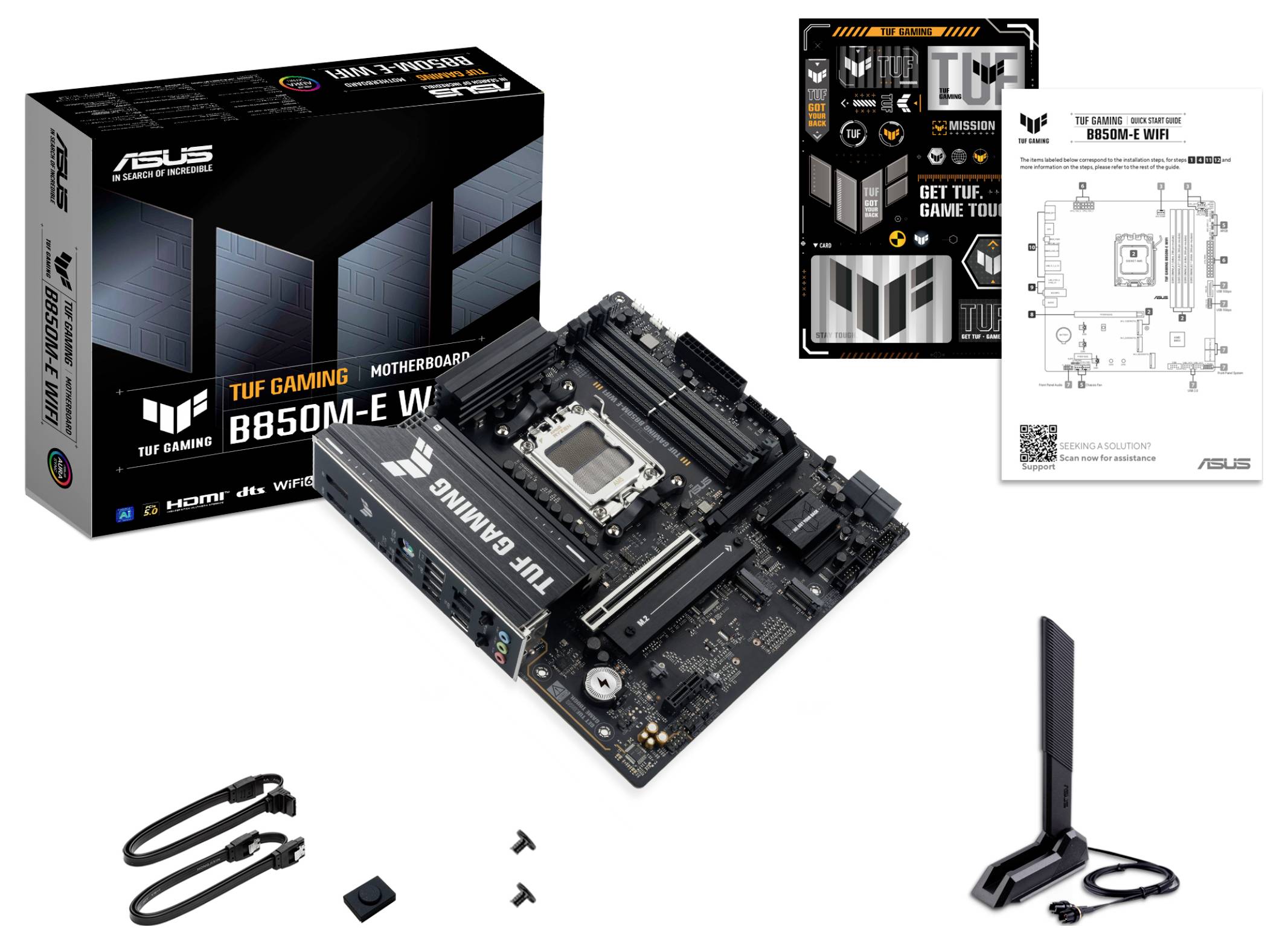 Asus TUF B850M-E Mainboard Sockel (PC) AMD® AM5 Formfaktor (Details) Micro-ATX Mainboard-Chipsatz AMD® B850
