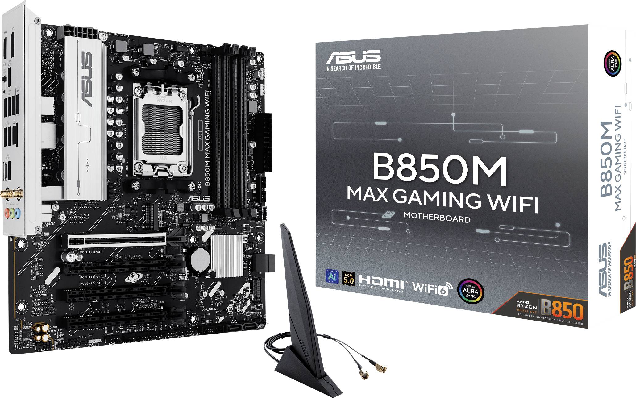 Asus B850M MAX Mainboard Sockel (PC) AMD® AM5 Formfaktor (Details) Micro-ATX Mainboard-Chipsatz AMD® B850