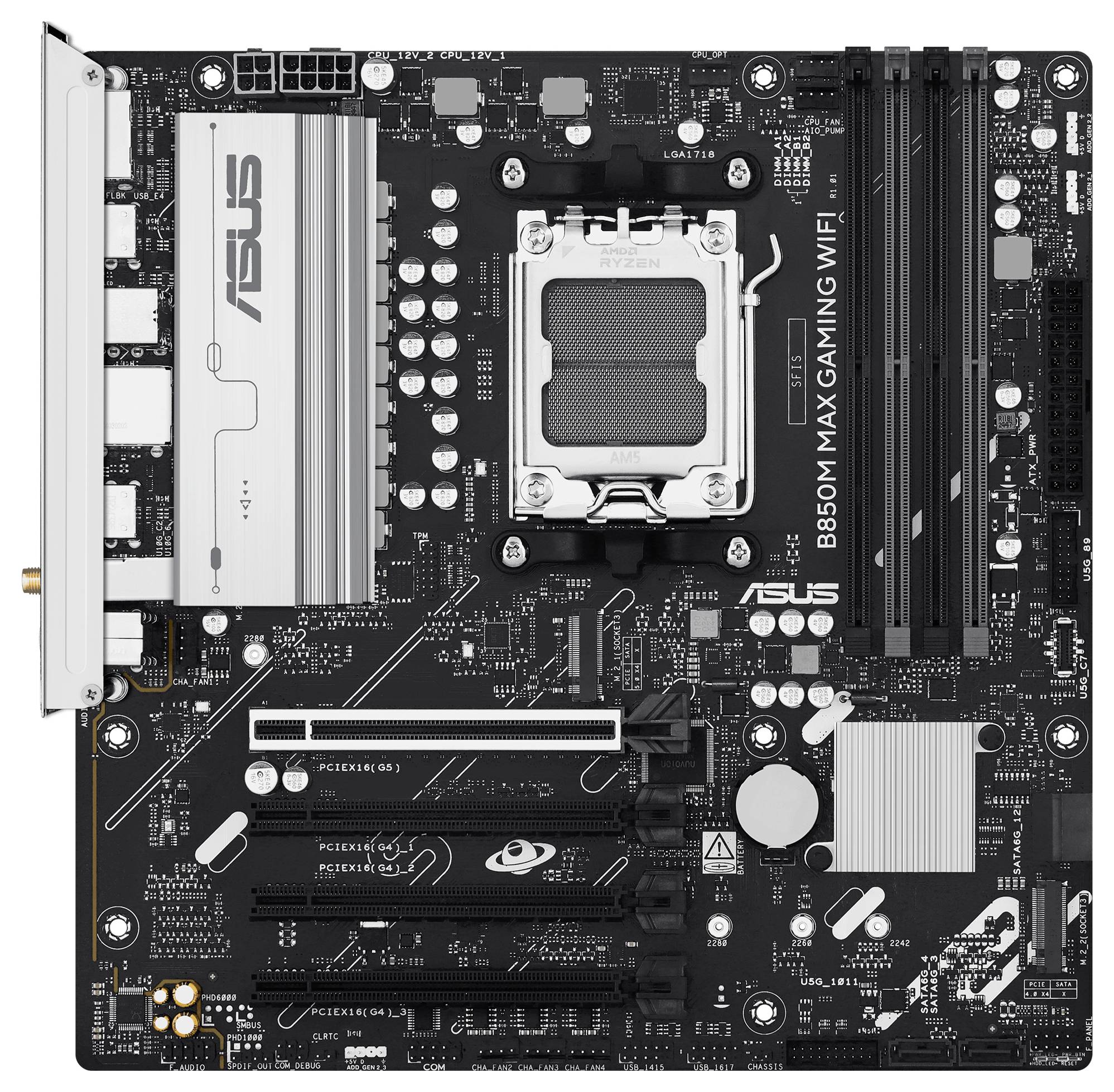 Asus B850M MAX Mainboard Sockel (PC) AMD® AM5 Formfaktor (Details) Micro-ATX Mainboard-Chipsatz AMD® B850