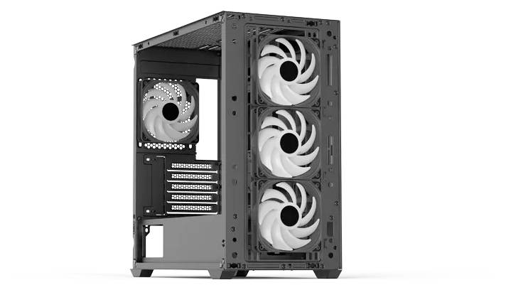 AeroCool D302A-G-BK Mini-Tower PC-Gehäuse Schwarz, Weiß