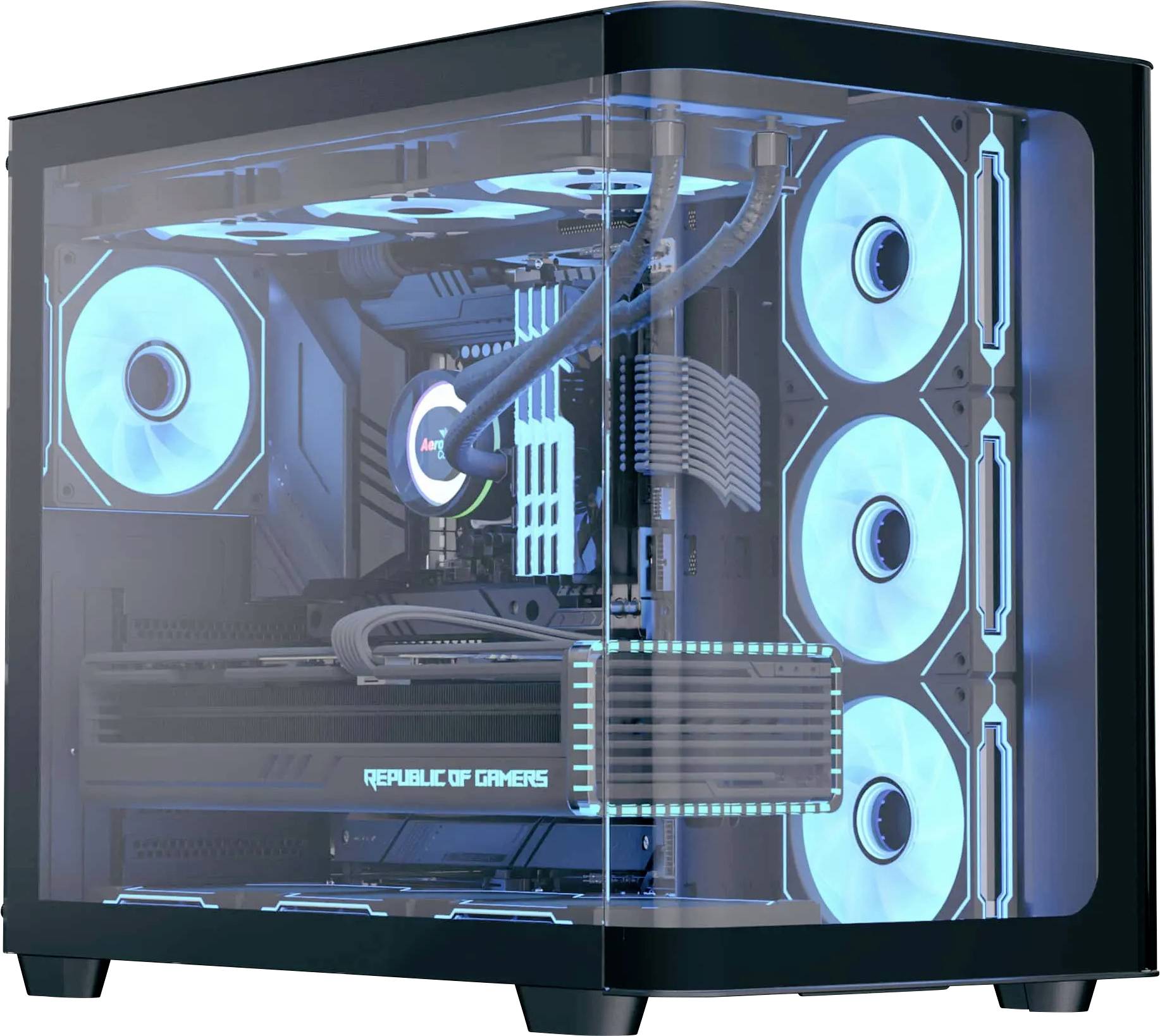 AeroCool P500C-G-BK-V1 Midi-Tower PC-Gehäuse Schwarz, Weiß