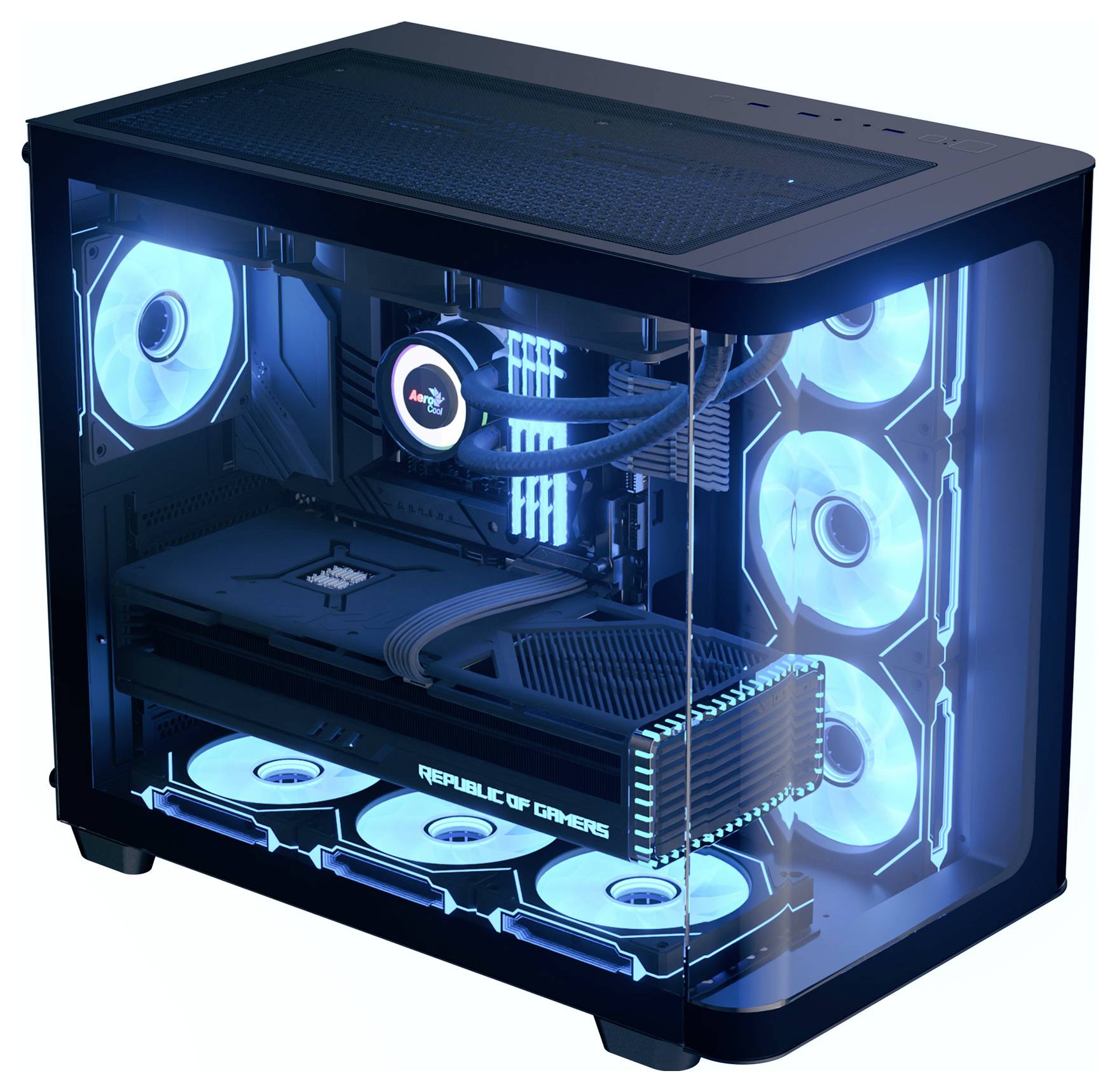 AeroCool P500C-G-BK-V1 Midi-Tower PC-Gehäuse Schwarz, Weiß