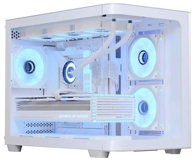 AeroCool P500C-G-WT-V1 Midi-Tower PC-Gehäuse Schwarz, Weiß