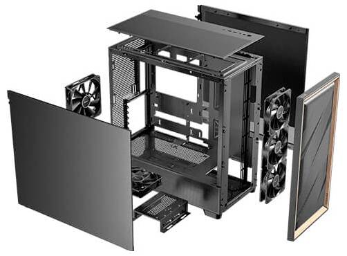 Antec FLUX SE Midi-Tower PC-Gehäuse Schwarz, Holz