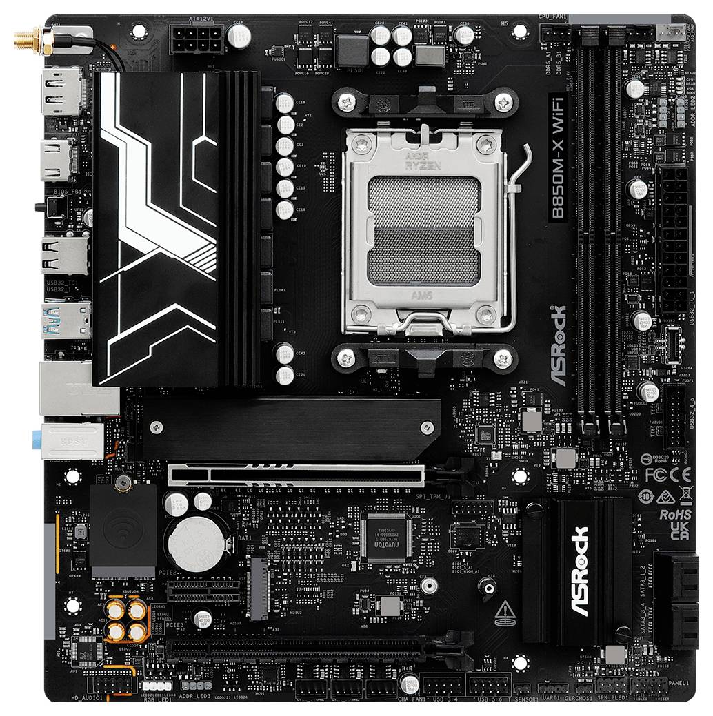 ASRock B850M-X Mainboard Sockel (PC) AMD® AM5 Formfaktor (Details) Micro-ATX Mainboard-Chipsatz AMD® B850
